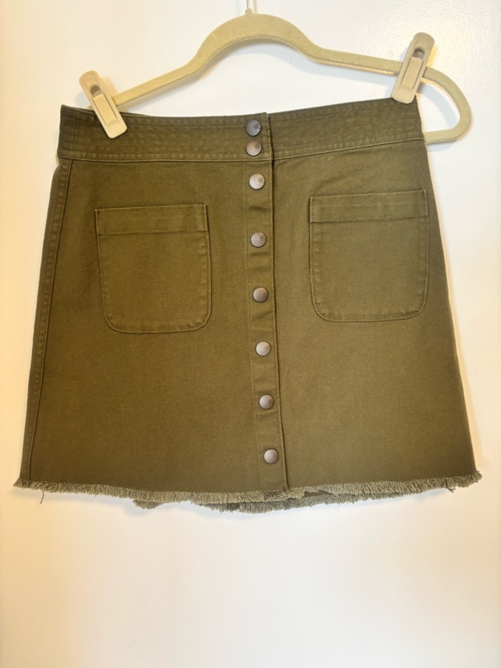 NEW with Tags Madewell Olive Green  Button-Front Mini Skirt with Patch Pockets